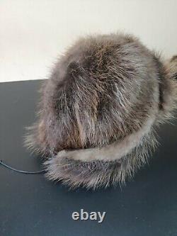 Ushanka fur hat made from beaver fur, Aviator winter hat, Beaver Fur Trapper Hat