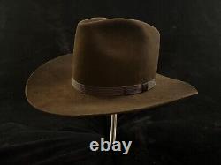 VINTAGE 3X BEAVER RESISTOL SELF CONFORMING Western Cowboy Hat Brown 6 7/8