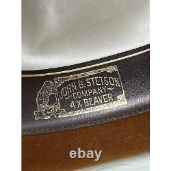 VTG 80s John B Stetson Western Cowboy Hat Panhandle 4X Beaver Felt Brown 7 1/4