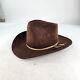 Vtg American Hat Company 7x Beaver Cowboy Hat Size 7 5/8 Brown Oval Western Hat