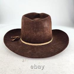 VTG American Hat Company 7X Beaver Cowboy Hat Size 7 5/8 Brown Oval Western Hat