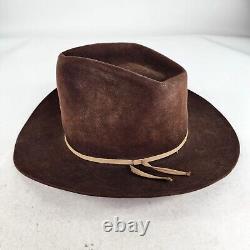 VTG American Hat Company 7X Beaver Cowboy Hat Size 7 5/8 Brown Oval Western Hat