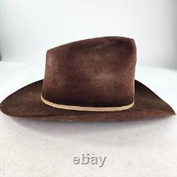 VTG American Hat Company 7X Beaver Cowboy Hat Size 7 5/8 Brown Oval Western Hat