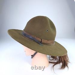 VTG Beaver Hat WWII Campaign Safari Siz 7 Long Oval Scout Master Sheriff Cap Hat