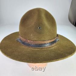 VTG Beaver Hat WWII Campaign Safari Siz 7 Long Oval Scout Master Sheriff Cap Hat