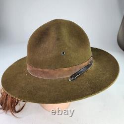 VTG Beaver Hat WWII Campaign Safari Siz 7 Long Oval Scout Master Sheriff Cap Hat