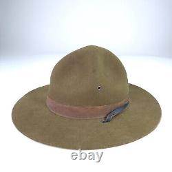 VTG Beaver Hat WWII Campaign Safari Siz 7 Long Oval Scout Master Sheriff Cap Hat