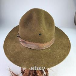 VTG Beaver Hat WWII Campaign Safari Siz 7 Long Oval Scout Master Sheriff Cap Hat