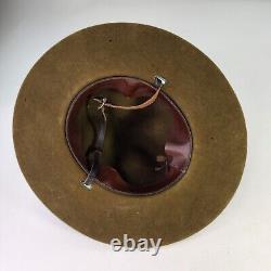 VTG Beaver Hat WWII Campaign Safari Siz 7 Long Oval Scout Master Sheriff Cap Hat