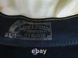 VTG JOHN B. STETSON BLACK Cowboy Hat 4X BEAVER FELT Super Nice Cond. 6-3/4 LO