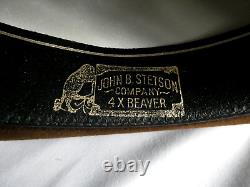 VTG John B. Stetson Brown 4X Beaver Cowboy Hat with Feather Hatband Size 7 withBox