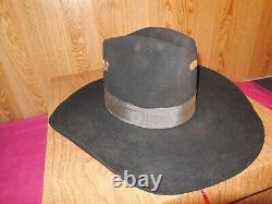 VTG John B. Stetson Co. 4X Beaver Cowboy Hat Black XXXX With a couple Lapel Pins