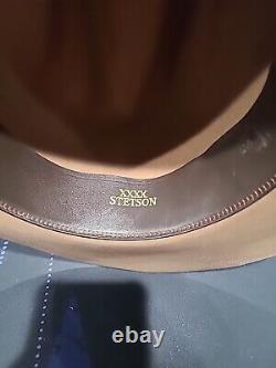 VTG John B Stetson Cowboy Hat 4X Beaver Bill Bullocks Tan Brown 7 1/4