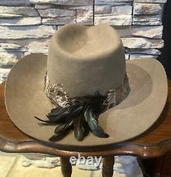 VTG John B Stetson Western Cowboy Hat Buckhorn 4X Beaver Beige Tan 7 3/4