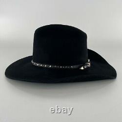 VTG RARE Serratelli Western Cowboy Hat Zecuda 4X XXXX Fur Felt Black Sz 7 3/8