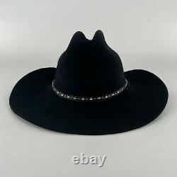VTG RARE Serratelli Western Cowboy Hat Zecuda 4X XXXX Fur Felt Black Sz 7 3/8
