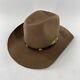 Vtg Rare Stetson Western Cowboy Hat Saddle Roll Beaver Fur Felt Brown Sz 7 1/2