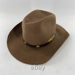 VTG RARE Stetson Western Cowboy Hat Saddle Roll Beaver Fur Felt Brown Sz 7 1/2
