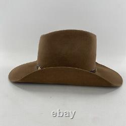 VTG RARE Stetson Western Cowboy Hat Saddle Roll Beaver Fur Felt Brown Sz 7 1/2