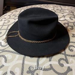 VTG. ROYAL QUALITY 5XXXXX BEAVER QUALITY Front Black Western Cowboy Hat 7 1/4