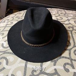 VTG. ROYAL QUALITY 5XXXXX BEAVER QUALITY Front Black Western Cowboy Hat 7 1/4
