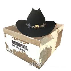 VTG Resistol Quicksilver Cowboy Hat 4X Beaver 7 1/2 Long Oval Black Western Box
