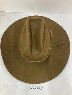 VTG Resistol Western Cowboy Hat 3X XXX Beaver Fur Felt Brown Sz 7 1/8