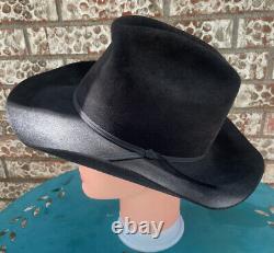 VTG Resistol Western Cowboy Hat 4X XXXX Beaver Fur Felt Black Size 7 Long Oval