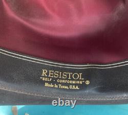 VTG Resistol Western Cowboy Hat 4X XXXX Beaver Fur Felt Black Size 7 Long Oval