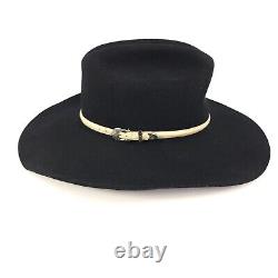 VTG Stetson 4X Beaver Black Cowboy Hat size 6 7/8 western wide Brim Hats