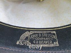 VTG Stetson 4X Beaver Cowboy Western Hat with Buffalo Nickel Band 7 1/2 Brown