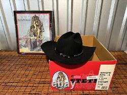 VTG Stetson 4XXXX Beaver Cowboy Western Hat 7 1/2 Black Size 60 W OG Box