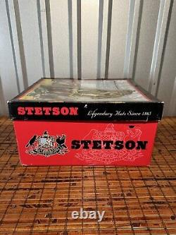 VTG Stetson 4XXXX Beaver Cowboy Western Hat 7 1/2 Black Size 60 W OG Box