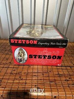 VTG Stetson 4XXXX Beaver Cowboy Western Hat 7 1/2 Black Size 60 W OG Box