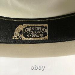 VTG Stetson Cowboy Hat Buckhorn Western John B Stetson 4x Beaver Gray 7 3/8