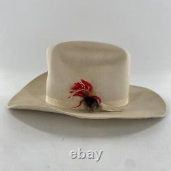 VTG Stetson Western Cowboy Hat 9X XXXXXXXXX Beaver Fur Felt White Sz 7 1/8