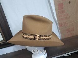 VTG USA Made STETSON Cowboy Hat BEAVER 3X 71/8 Brown Mocha WESTERN