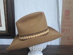 VTG USA Made STETSON Cowboy Hat BEAVER 3X 71/8 Brown Mocha WESTERN
