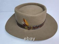 (Very Minty Clean 1970's Men's 7 1/8) Stetson Beaver 3 XXX Feather Gambler Hat