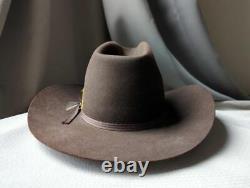 Vintage 10X fur felt BEAVER HATS cowboy hat 7-1/8 brown LONG OVAL