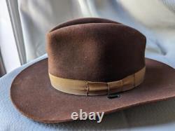 Vintage 1950s fur felt STRATTON brown 7-1/8 fedora hat BEAVER western cowboy