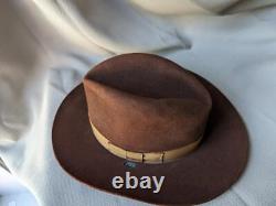 Vintage 1950s fur felt STRATTON brown 7-1/8 fedora hat BEAVER western cowboy