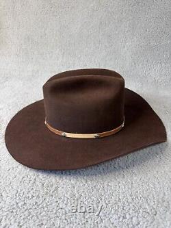Vintage 4X Beaver John B. Stetson Brown Western Cowboy Hat 7 1/8 57 Made In USA
