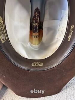 Vintage 4X Beaver John B. Stetson Brown Western Cowboy Hat 7 1/8 57 Made In USA