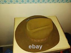 Vintage 5X Beaver Cowboy Hat with feather band