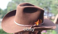 Vintage 5x BEAVER COWBOY HAT brown western Cimmaron TX Sheplers 7 3/8 XXXXX
