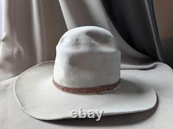 Vintage 7-1/2 cowboy hat 3X BEAVER fur felted BRADFORD gray tan (60)