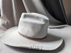 Vintage 7-1/2 cowboy hat 3X BEAVER fur felted BRADFORD gray tan (60)