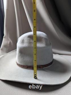 Vintage 7-1/2 cowboy hat 3X BEAVER fur felted BRADFORD gray tan (60)