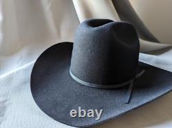 Vintage 7-1/2 cowboy hat RESISTOL black 3X fur felt LONG OVAL chute boss beaver